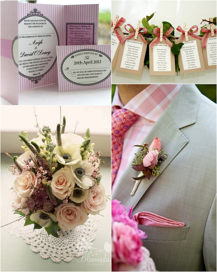 pink grey green wedding palette