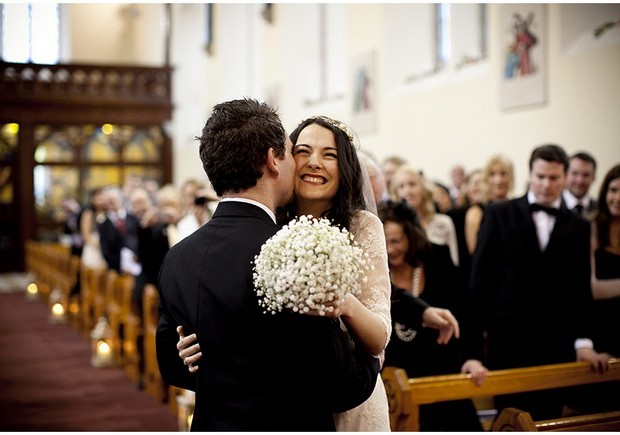 Bride and groom just married ceremony