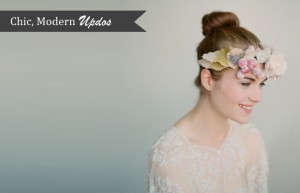 top knot wedding updo flowers crown