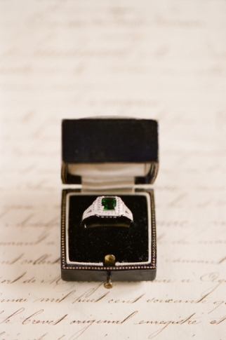 emerald green vintage engagement ring
