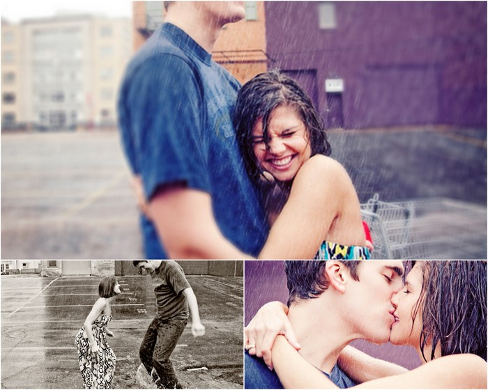 engagement in the rain