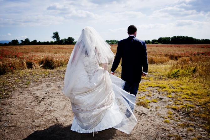 bride groom field wedding photography