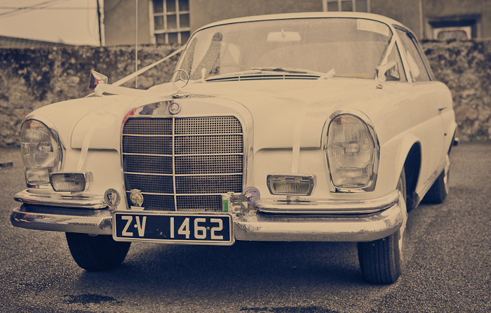 retro white wedding car ireland