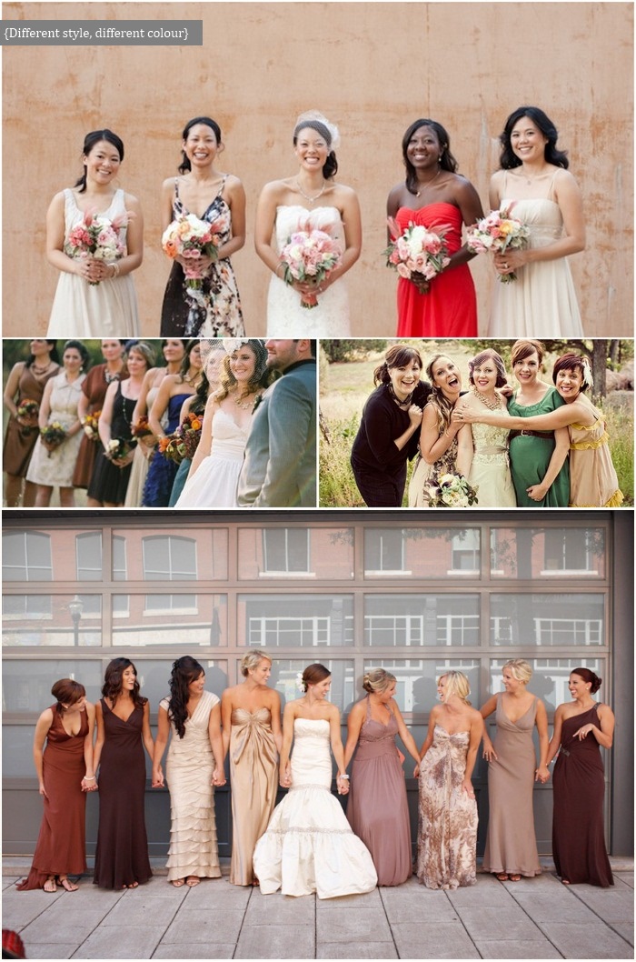 mismatching bridesmaids