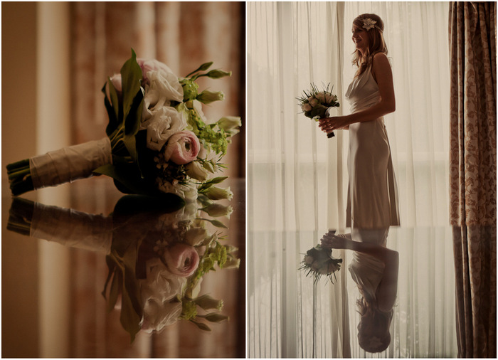wedding bouquet pink green 