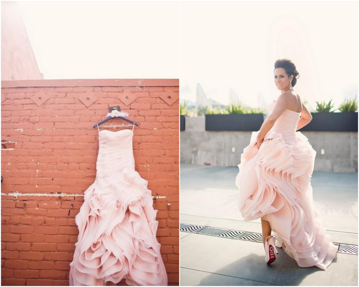 pink vera wang wedding dress bride