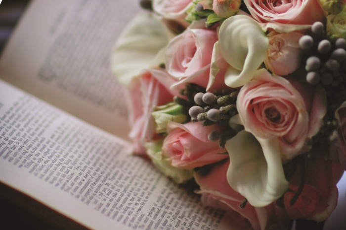 pink cream grey bouquet