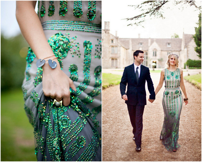 Emerald Green Jenny Packham Wedding Dress image