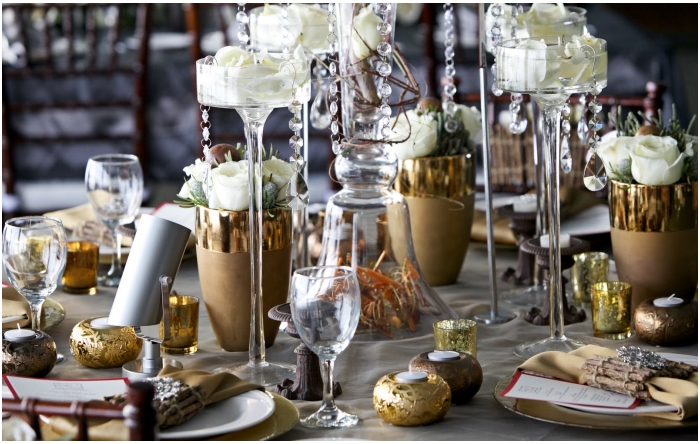 metallic table decor