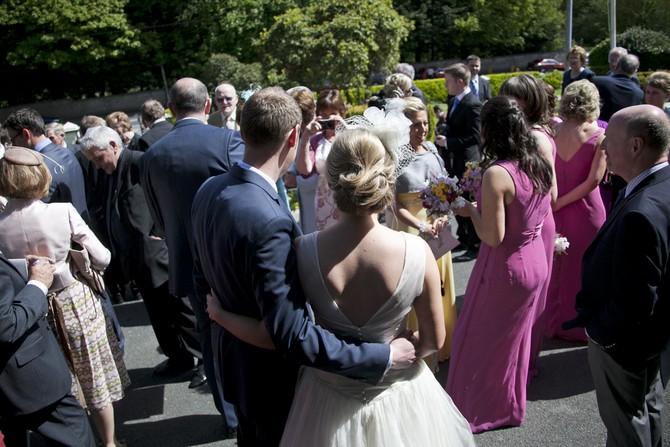bride and groom just married church 