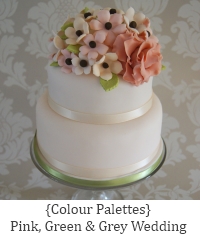 pink grey green palette wedding