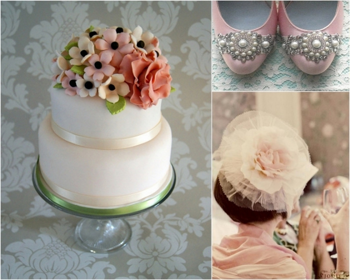 pink grey green wedding