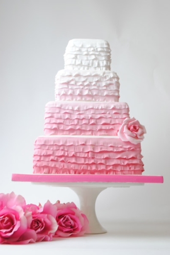 pink ombre wedding cake