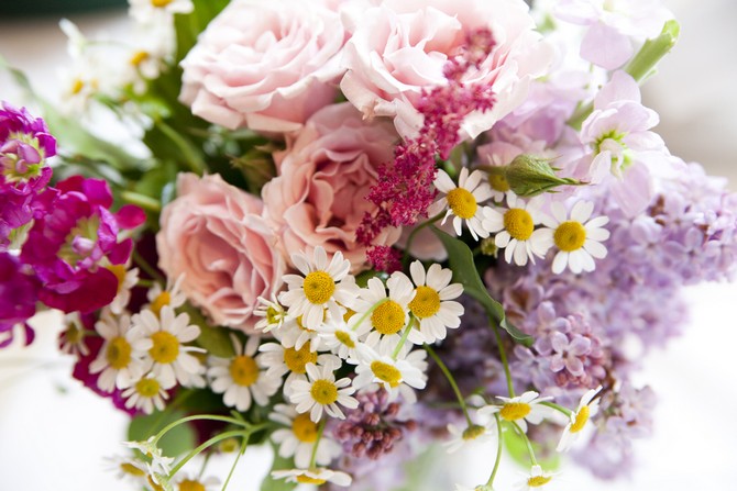 pink purple wedding bouquet