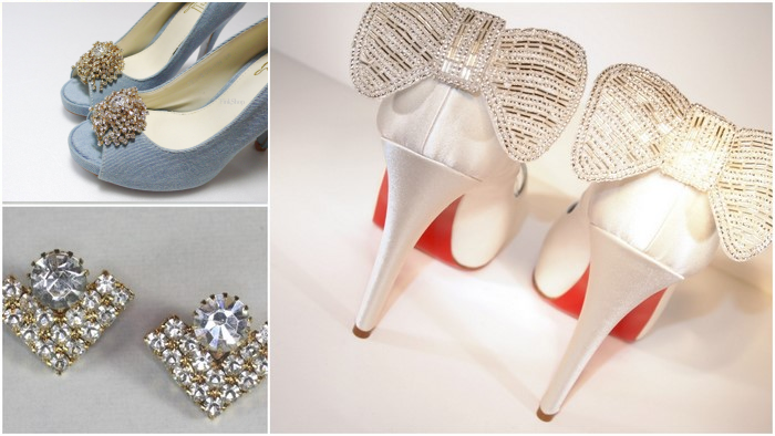 rhinestone bridal shoe clips