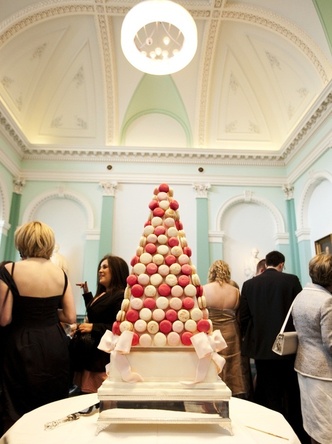 pink cream macaron wedding cake