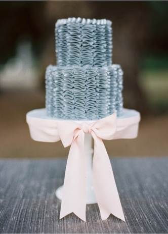 demin blue ruffled wedding cake