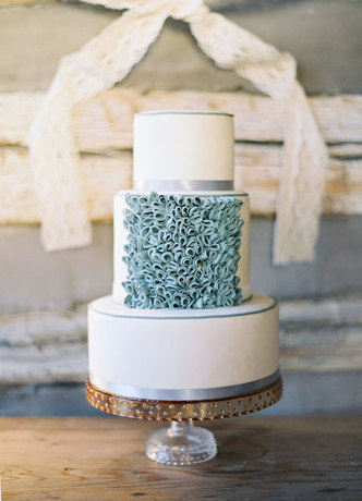 ruffle detail wedding cake blue