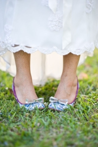 bride in irregular choice wedding shoes 