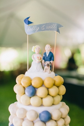 blue and yellow wedding cake pops