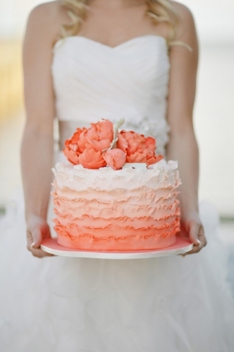 orange ombre wedding cake