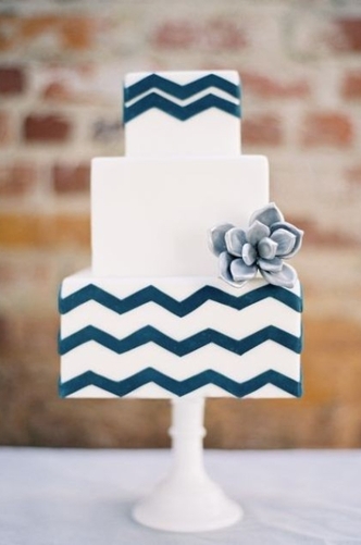 navy chevron detail wedding cake