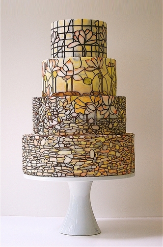 mustard hand painted wedding cake