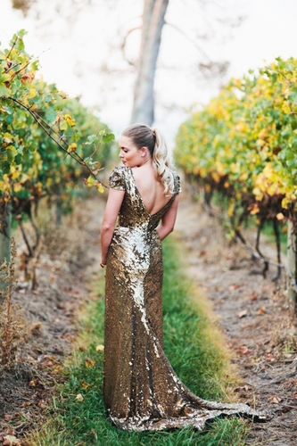 bride gold sequin wedding dress