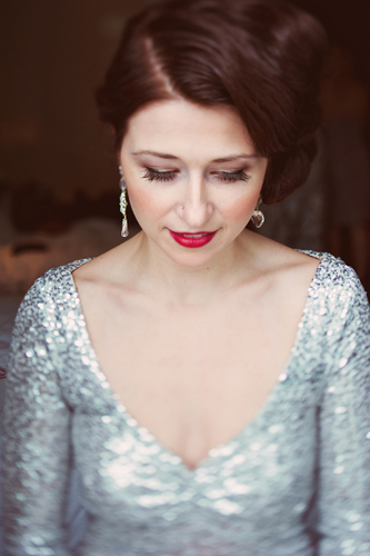 bride silver wedding dress