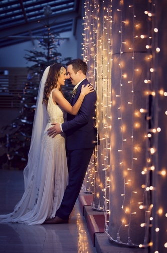 fairy light backdrop wedding