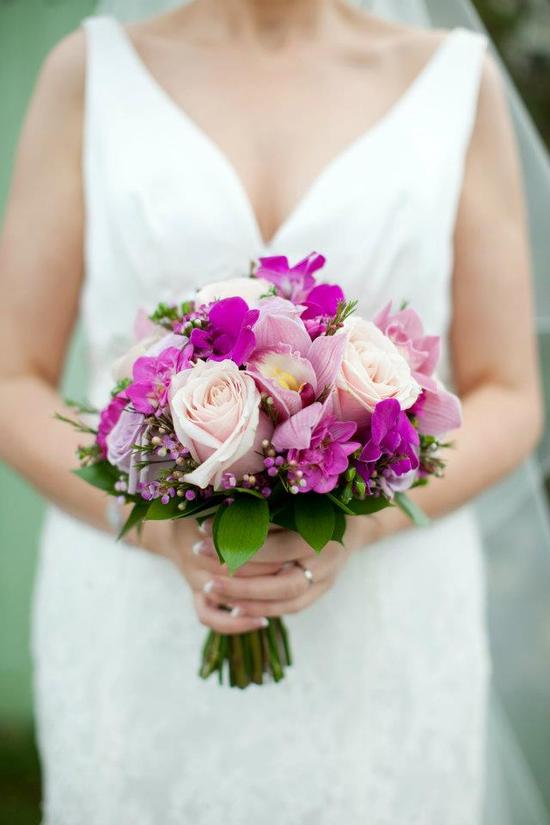 purple and pink wedding bouquet spring