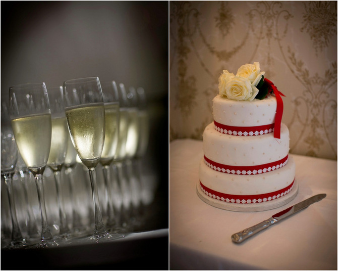 red white wedding cake