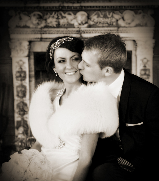vintage style real wedding couple