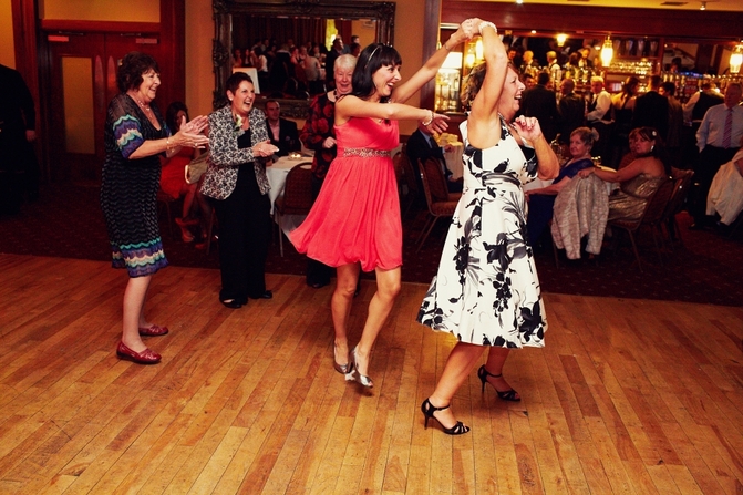 wedding guests dancing