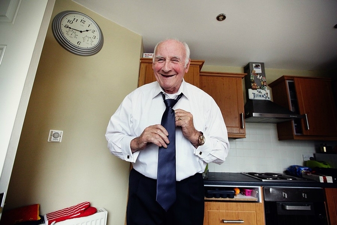 father of the bride getting ready