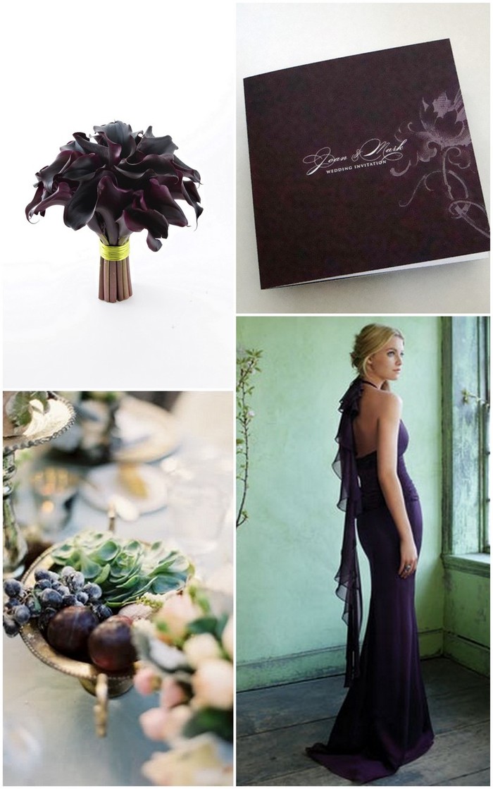 dark purple colour palette wedding