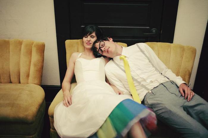 tired bride and groom