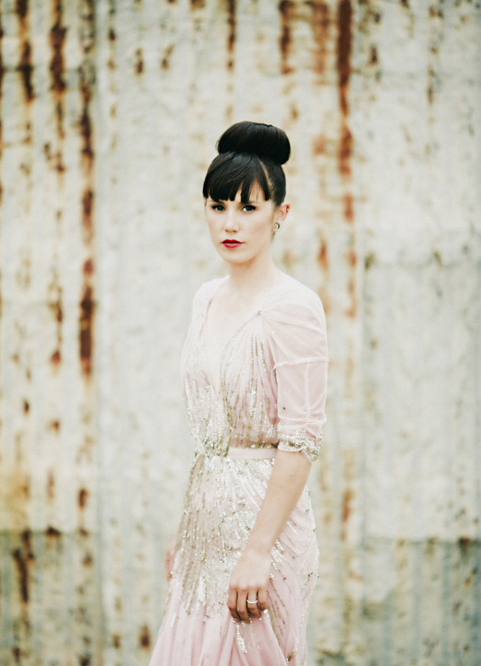 bride top knot bangs