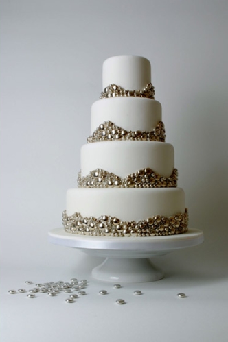 silver metallic wedding cake
