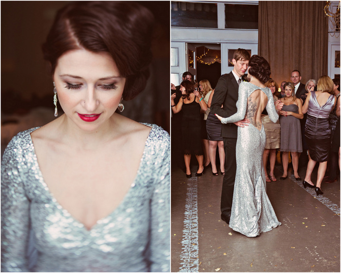 silver sequin wedding dress