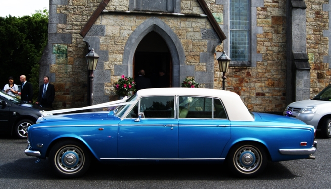 blue rolls royce silvver shadow wedding car ireland